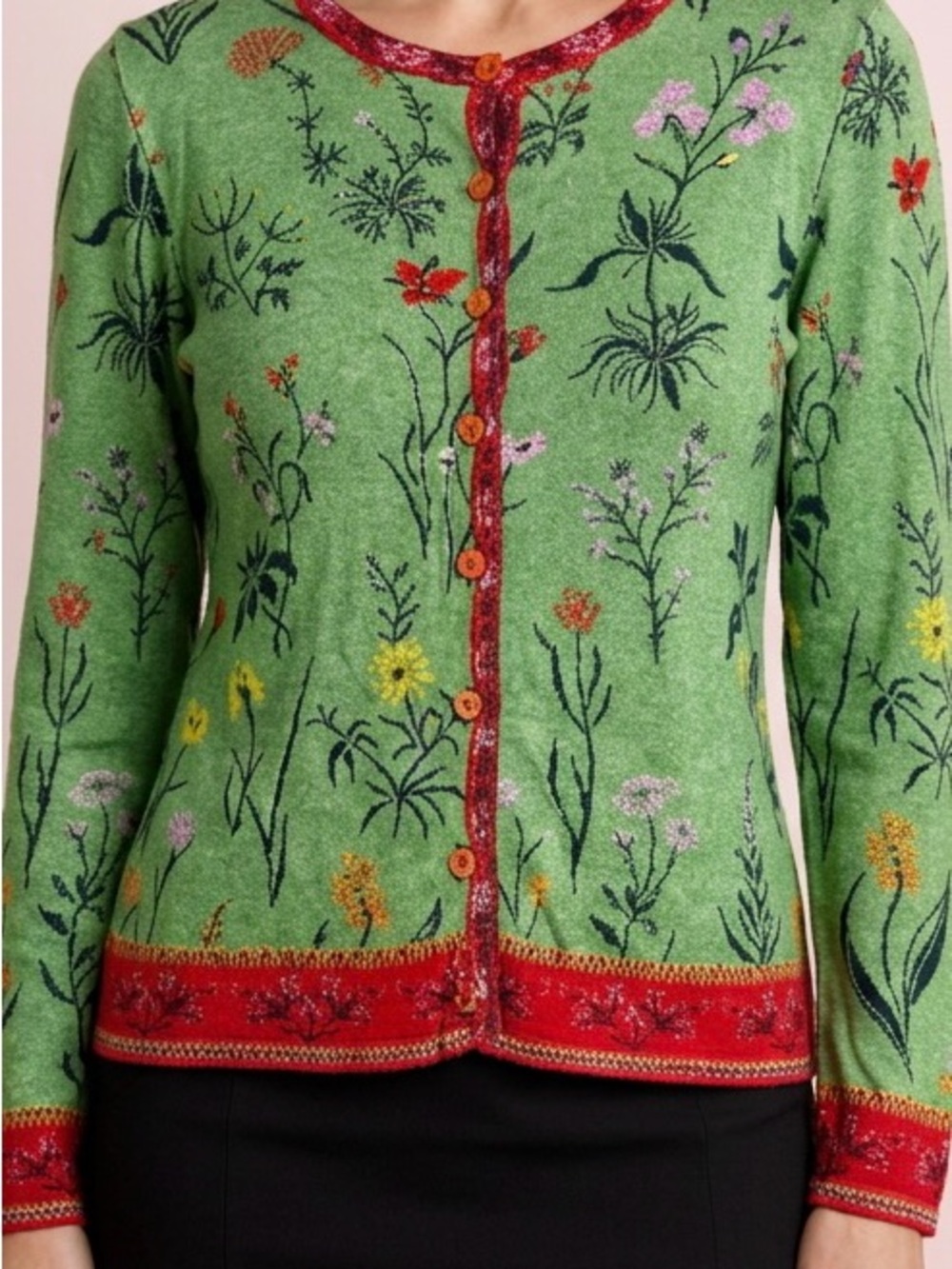 IVKO Floral Knit Cottagecore BoHo 100% Cotton Cardigan-42